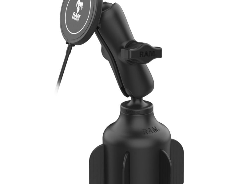 RAM® Stubby™ Cup Holder Mount with RAM® Qi2 15W Wireless Charger