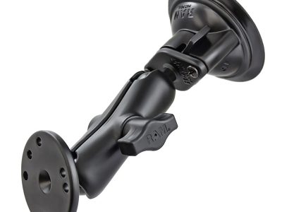 RAM® Twist-Lock™ Suction Cup Double Ball Mount with Round Plate – Medium