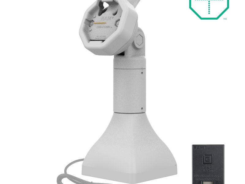 GDS® Uni-Conn™ Powered 7″ Pedestal Dock with PoE – Gray