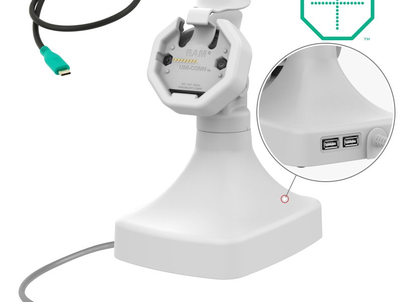 GDS® Uni-Conn™ Powered Tilt & Swivel Dock with USB-C + Data – Gray