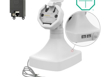 GDS® Uni-Conn™ Powered Tilt & Swivel Dock with PoE + Data – Gray