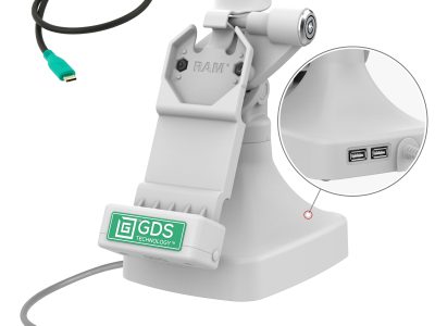 GDS® Uni-Conn™ Locking Tilt & Swivel Dock with USB-C + Data – Gray