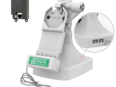 GDS® Uni-Conn™ Locking Tilt & Swivel Dock with PoE + Data – Gray