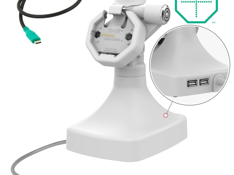 GDS® Uni-Conn™ Powered Locking Tilt & Swivel Dock with USB-C + Data Gray