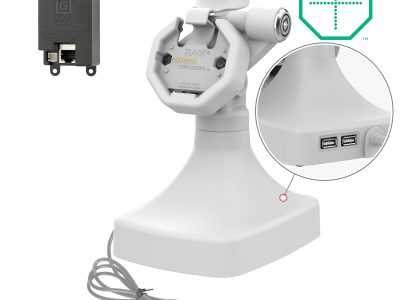 GDS® Uni-Conn™ Powered Locking Tilt & Swivel Dock with PoE + Data – Gray